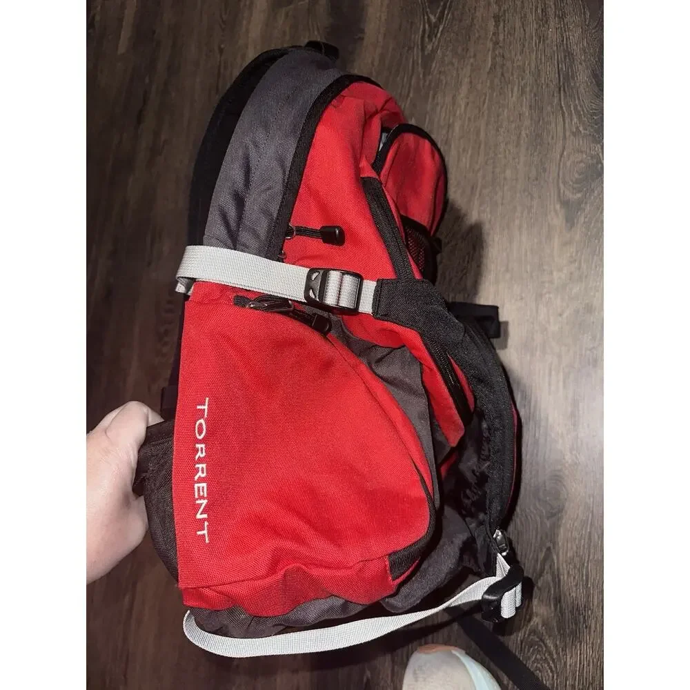 Vintage The North Face Torrent Backpack Red Black Grey Multiple Compartments